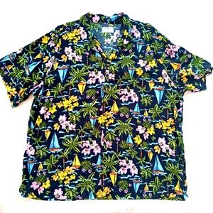 New Old Navy Short Sleeve Hawaiian Shirt Tropical Print Cotton size XXL Vacation